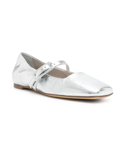 Shop Halmanera Page Metallic Ballerina Shoes In Silver