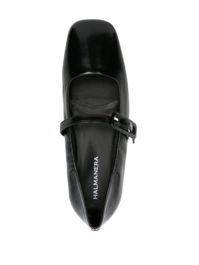 Shop Halmanera Black Page Leather Ballerina Shoes