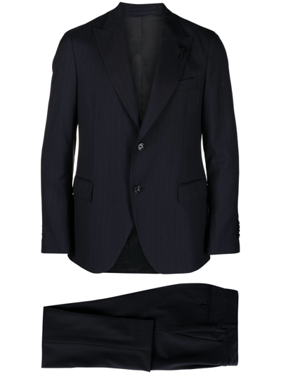 Shop Lardini Navy Blue Wool Single-breasted Suit