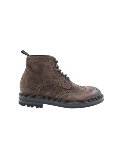 Shop Green George Boots In Dark Brown