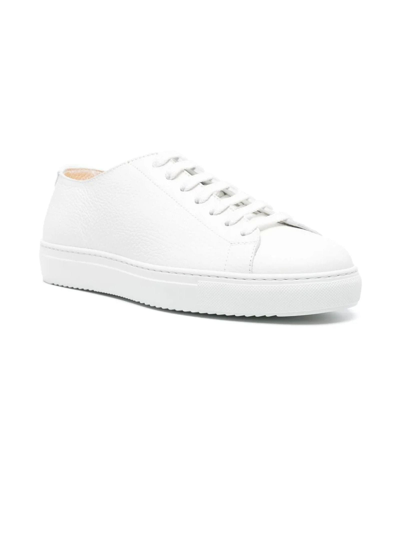 Shop Doucal's White Calf Leather Sneakers