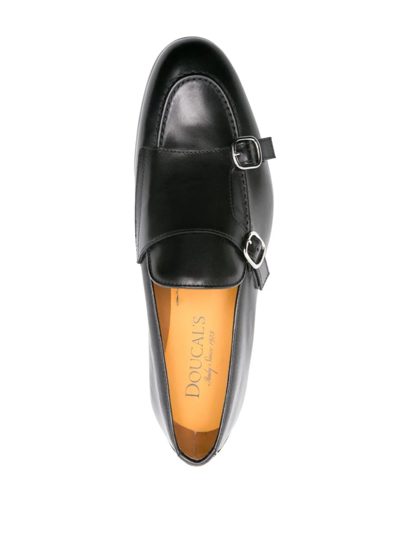 Shop Doucal's Double-buckle Loafer In Black Leather