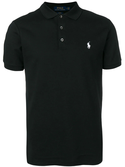 Shop Ralph Lauren Black Cotton Blend Polo Shirt