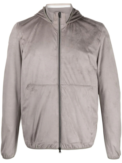 Shop Herno Grey Suede Effect Jacket