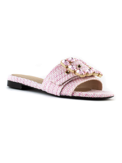 Shop Roberto Festa White And Pink Boucle Fade Sandal