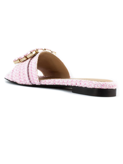 Shop Roberto Festa White And Pink Boucle Fade Sandal