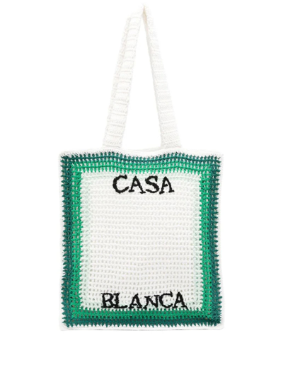 Shop Casablanca White And Green Tennis Crochet Bag