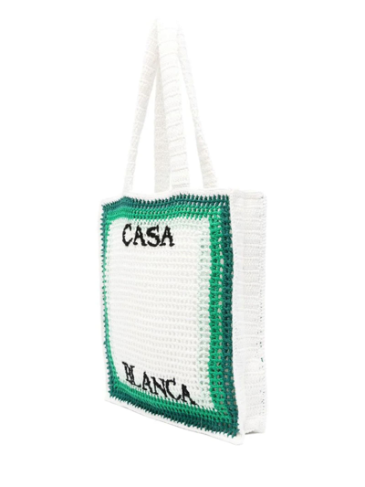 Shop Casablanca White And Green Tennis Crochet Bag