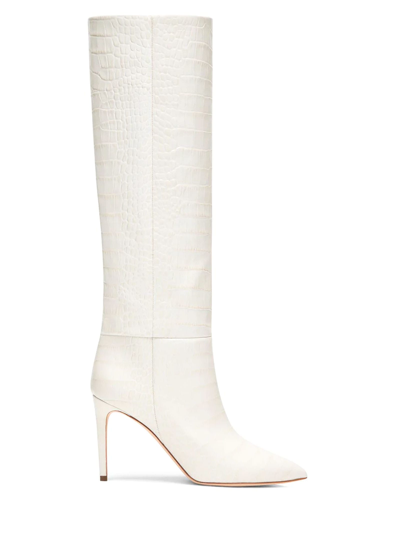 Shop Paris Texas White Croc-effect Leather Boots