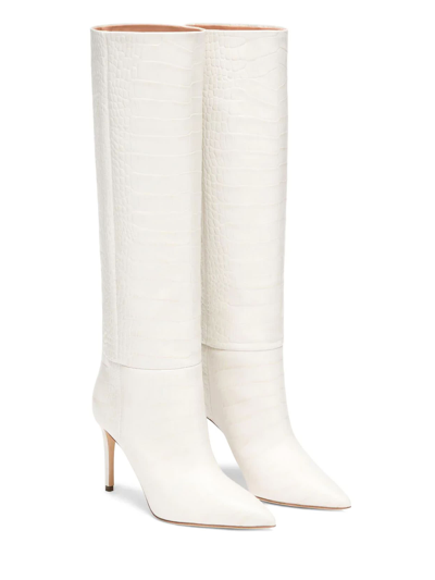 Shop Paris Texas White Croc-effect Leather Boots