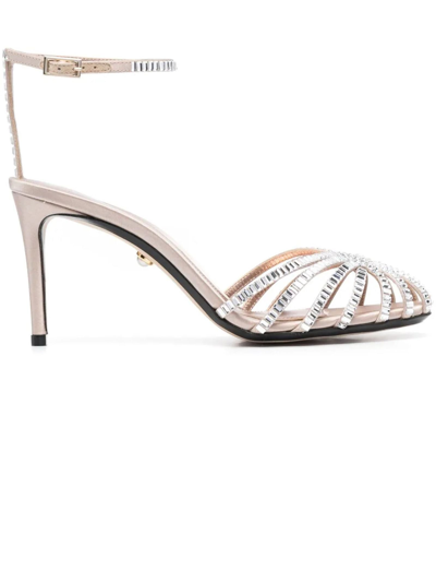 Shop Alevì Champagne Calf Leather Sandals In Beige