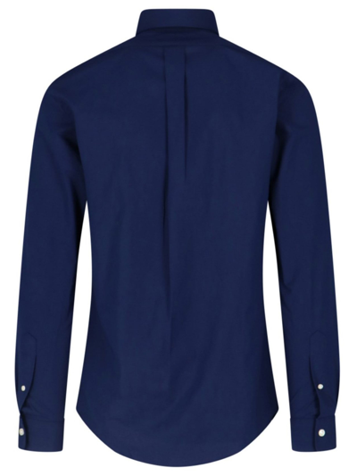 Shop Ralph Lauren Navy Blue Stretch-cotton Shirt