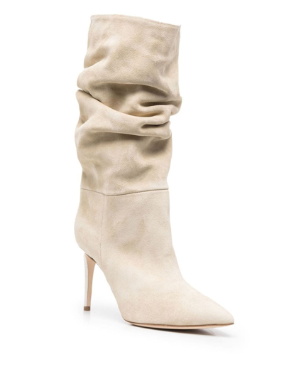 Shop Paris Texas Beige Calf Leather Suede Ankle Boots