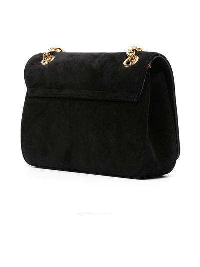 Shop Alexandre Vauthier Le4 Suede Shoulder Bag In Black