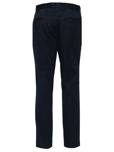 Shop Incotex Navy Blue Stretch-cotton Trousers