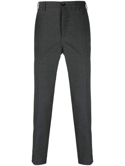 Shop Incotex Dark Grey Wool Blend Trousers