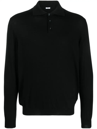 Shop Malo Black Virgin Wool Polo Shirt