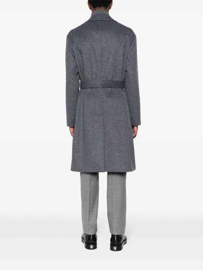 Shop Lardini Medium Grey Wool Coat