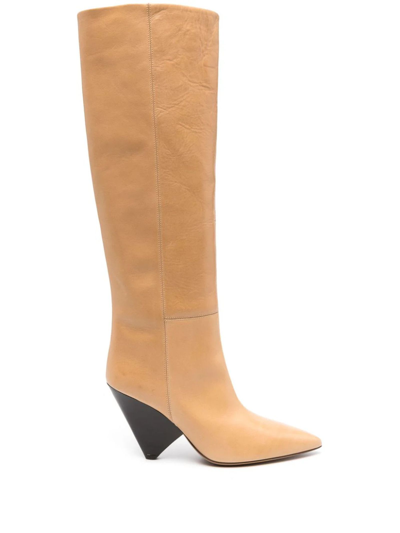 Shop Isabel Marant Camel Brown Calf Leather Boots