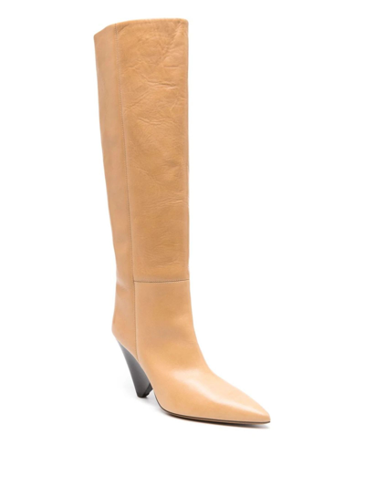 Shop Isabel Marant Camel Brown Calf Leather Boots