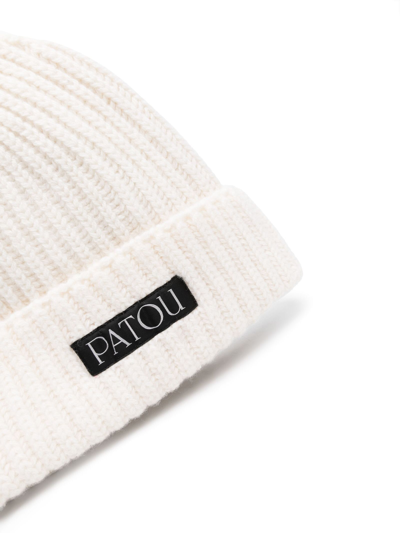 Shop Patou White And Black Wool-cashmere Blend Beanie