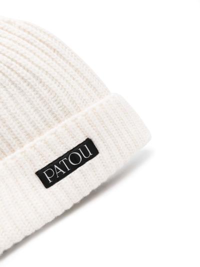 Patou Logo-patch Ribbed Beanie In White