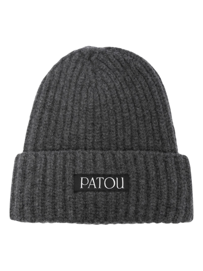 Shop Patou Grey Wool-cashmere Blend Beanie
