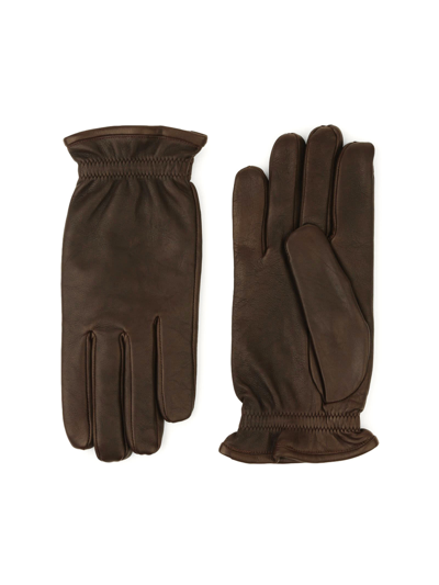Shop Orciani Nappa Washed Leather Gloves In Brown