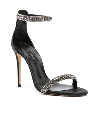 Shop Casadei Scarlet Glitter Leather Sandals In Silver