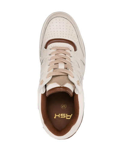 Shop Ash White And Beige Calf Leather Sneakers