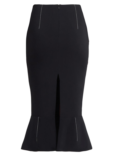 Shop Marni Stretch Viscose Cady Midi Skirt In Black