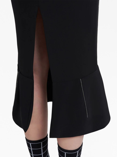 Shop Marni Stretch Viscose Cady Midi Skirt In Black
