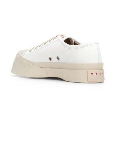 Shop Marni White Calf Leather Sneakers