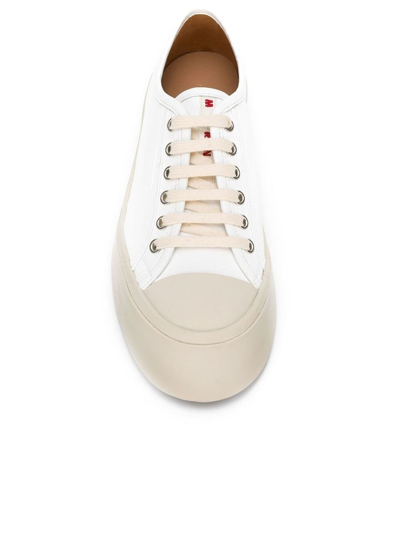 Shop Marni White Calf Leather Sneakers