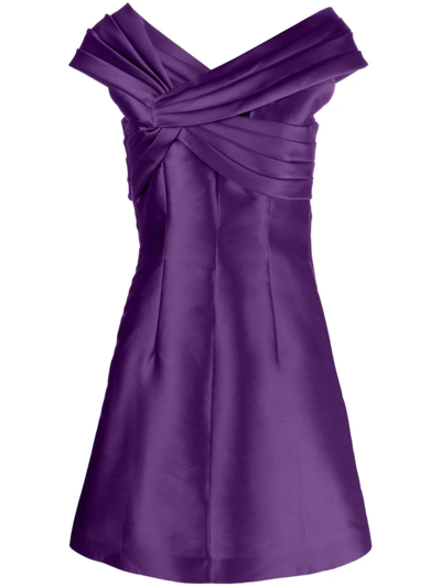 Shop Alberta Ferretti Plum Purple Satin Minidress