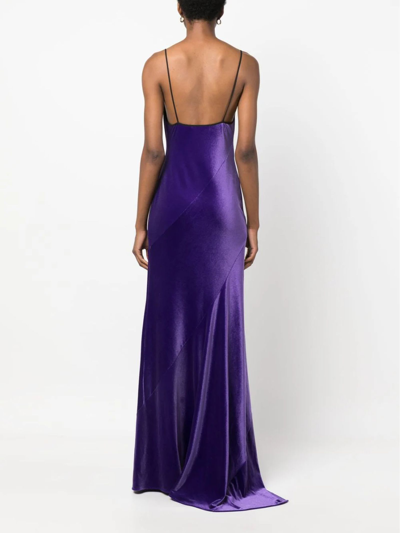 Shop Philosophy Di Lorenzo Serafini Stretch Velvet Maxi Dress In Purple