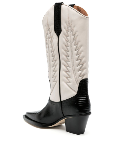 Shop Paris Texas Bone White And Black Calf Leather Boots