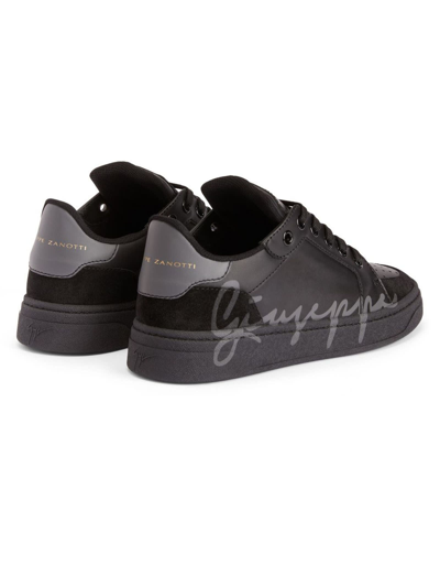 Shop Giuseppe Zanotti Black Leather Low-top Gz94 Sneakers