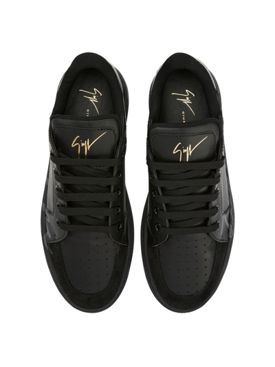 Shop Giuseppe Zanotti Black Leather Low-top Gz94 Sneakers