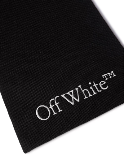 Off-white Virgin Wool Scarf In Black