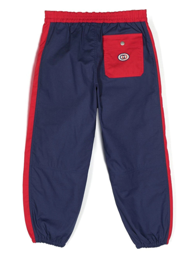 Shop Gucci Kids Trousers In Blu+rosso