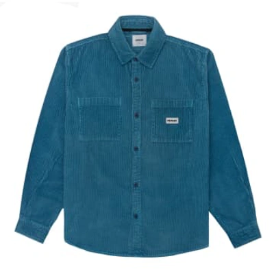Shop Parlez Track Cord Long-sleeved Shirt (dusty Blue)