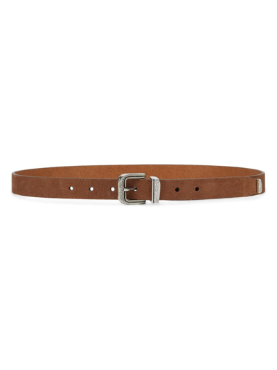 Shop Brunello Cucinelli Men's Reversed Leather Belt In Brown