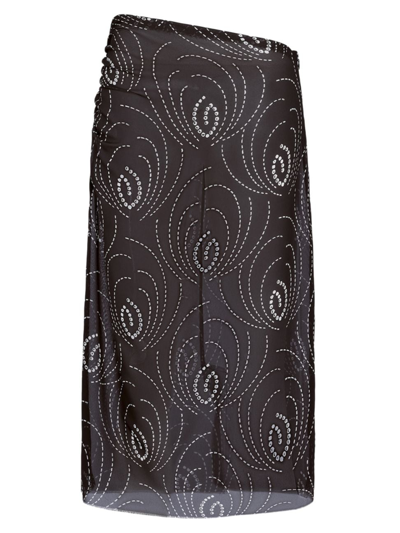 Shop Prada Women's Printed Georgette Skirt In Black