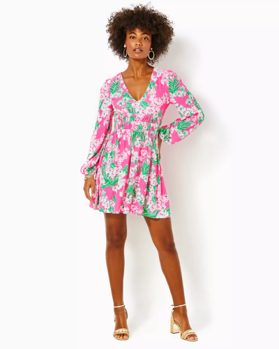 Shop Lilly Pulitzer Calla Long Sleeve V-neck Dress In Roxie Pink Worth A Look