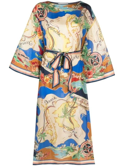 Shop Zimmermann Alight Flared Silk Midi Dress In Multicolor