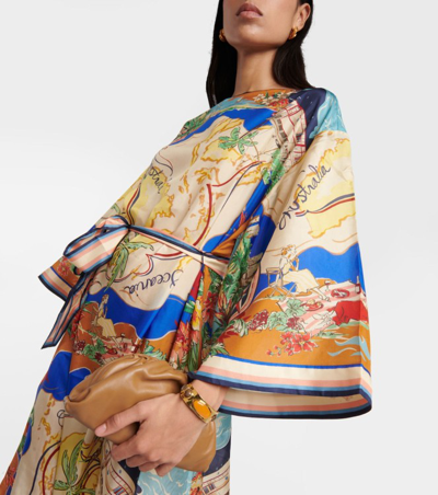 Shop Zimmermann Alight Flared Silk Midi Dress In Multicolor