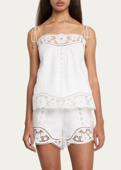 Shop Zimmermann August Broderie High-waisted Shorts In White