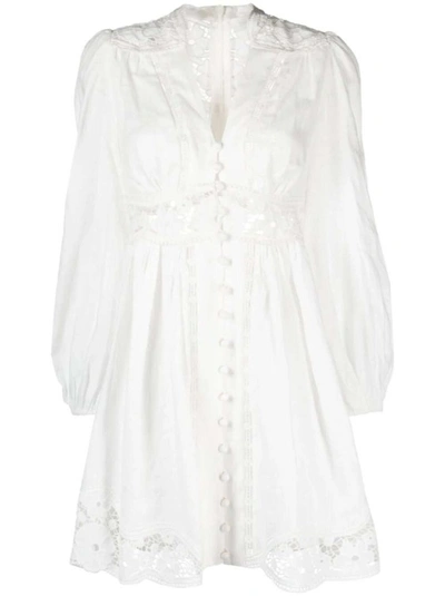 Shop Zimmermann August Plunge Linen Minidress In White