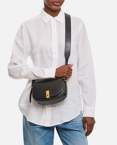 Shop Polo Ralph Lauren Small Satchel Crossbody Leather Bag In Black
